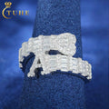 Fashion Valentine Gift Jewelry White Gold 925 Sterling Silver Baguette Moissanite Diamond Lovers' Initial Letter Band Ring