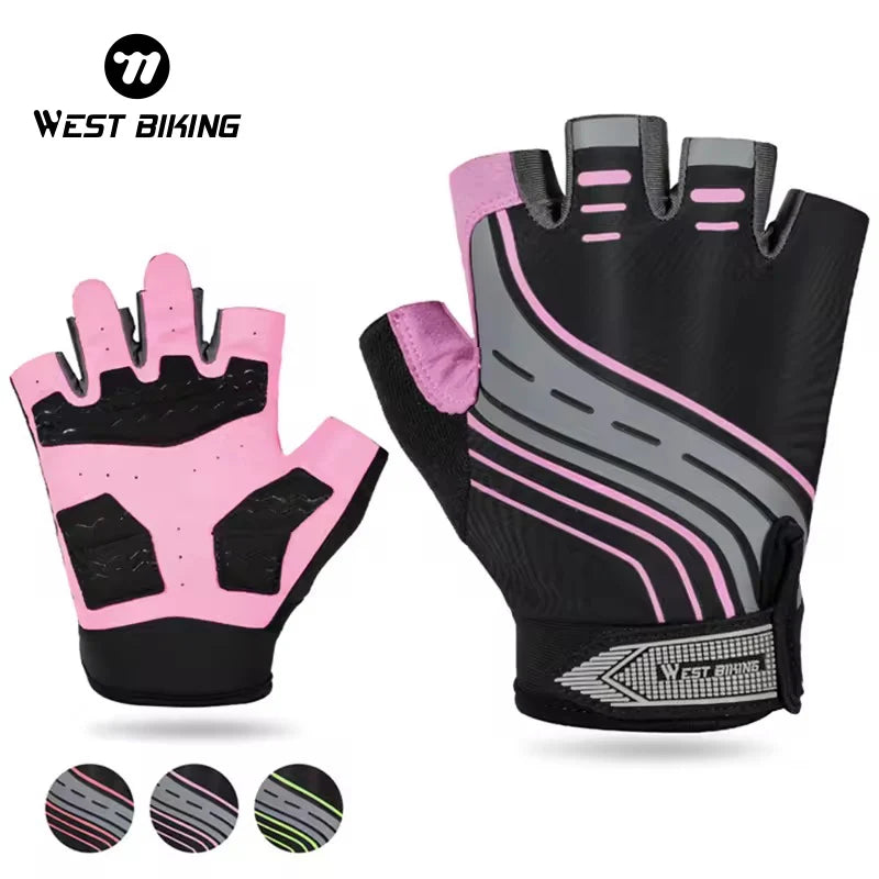 WEST BIKING Half-Finger Racing Gloves for Women Men Anti-Slip Breathable Summer Sport Bicycle Fitness Gloves MTB Bike Cycling