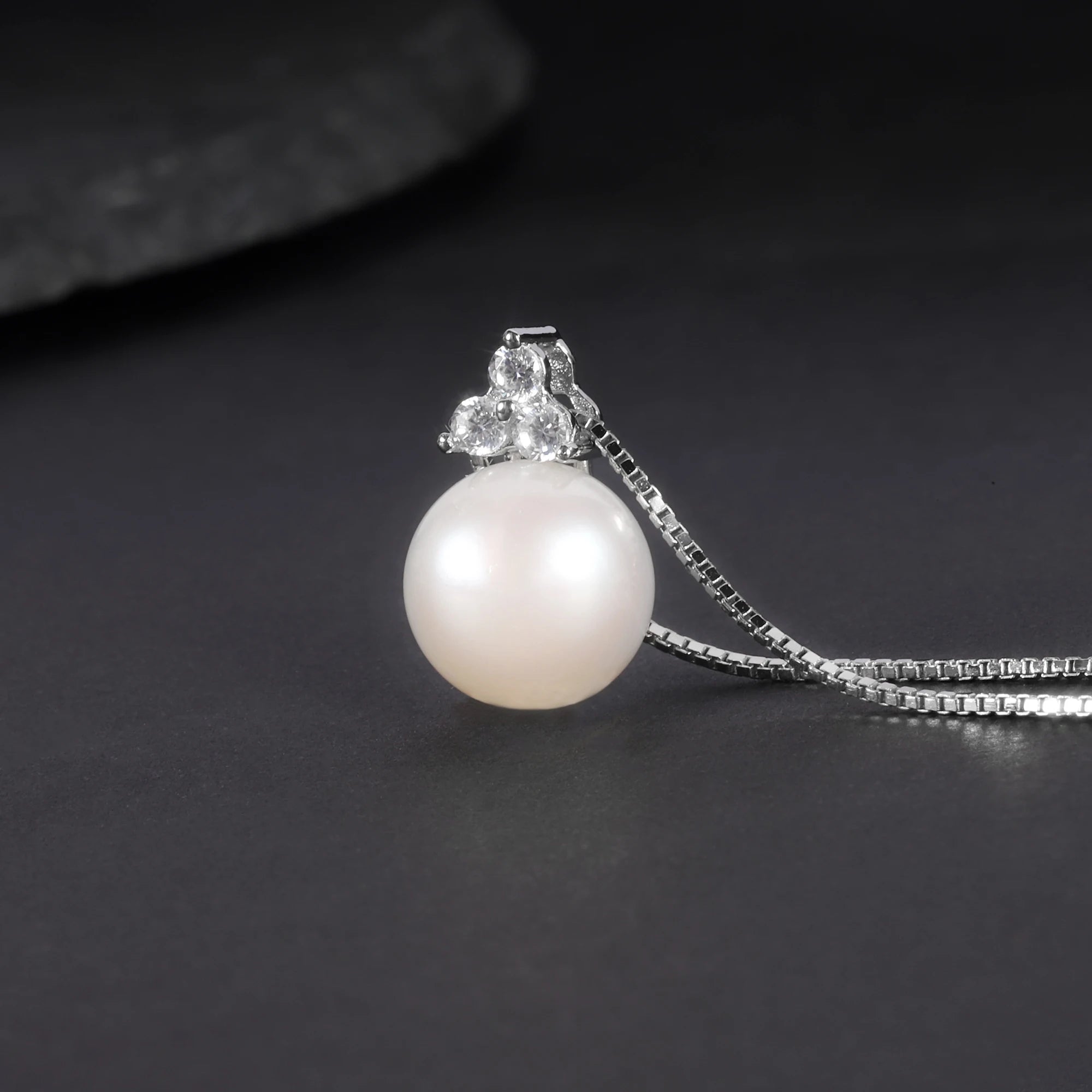 D1018 Abiding Jewelry Genuine 10mm White Fresh Water Pearl Gemstone 925 Sterling Silver Necklace Pendants for Jewelry Making