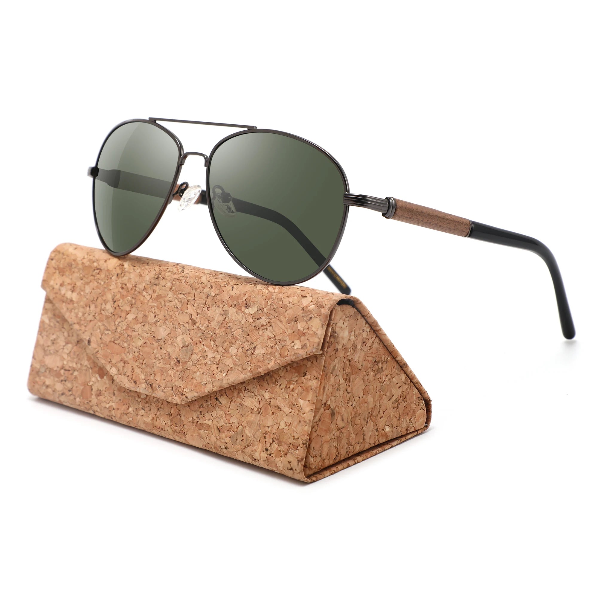 Luxury Wholesale High End Gift Sunglasses Wooden Acetate Temple Polarized Sunglasses for Man 2024