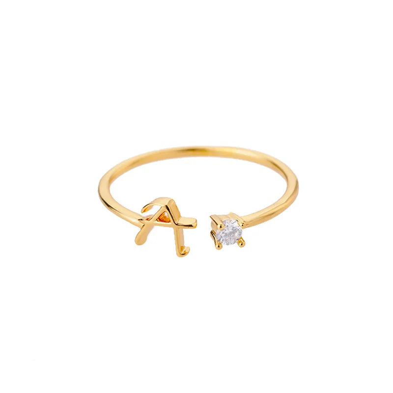 2022 Fashionable Jewelry Adjustable Multi Color Stainless Steel Ring Popular Personalize Initial Letter Open Neutral Ring