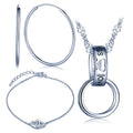 Fashion Hoop Earrings Bracelets Necklaces 925 Silver Jewelry Sets