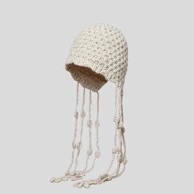 Korean Version of Sweet and Lovely Autumn and Winter Ear-protection Bowhead Knitted Hat Warm Hat Japanese Fringe Woolen Hat