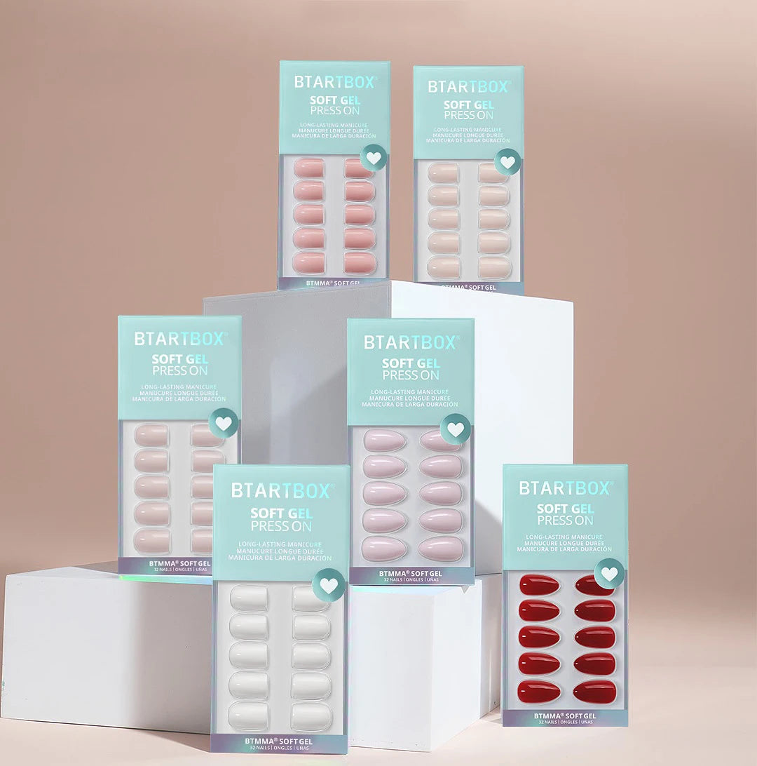 BTARTBOX Plain Solid Color Press on Nails Set With Glue Faux Ongles Wholesale Almond Square Soft Gel False Fake Nails Supplies