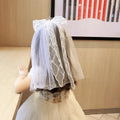 New Vintage Lace Streamer Crown With Rhinestone  Pearl Beaded  Birthday  Veil Hairpin  for Children