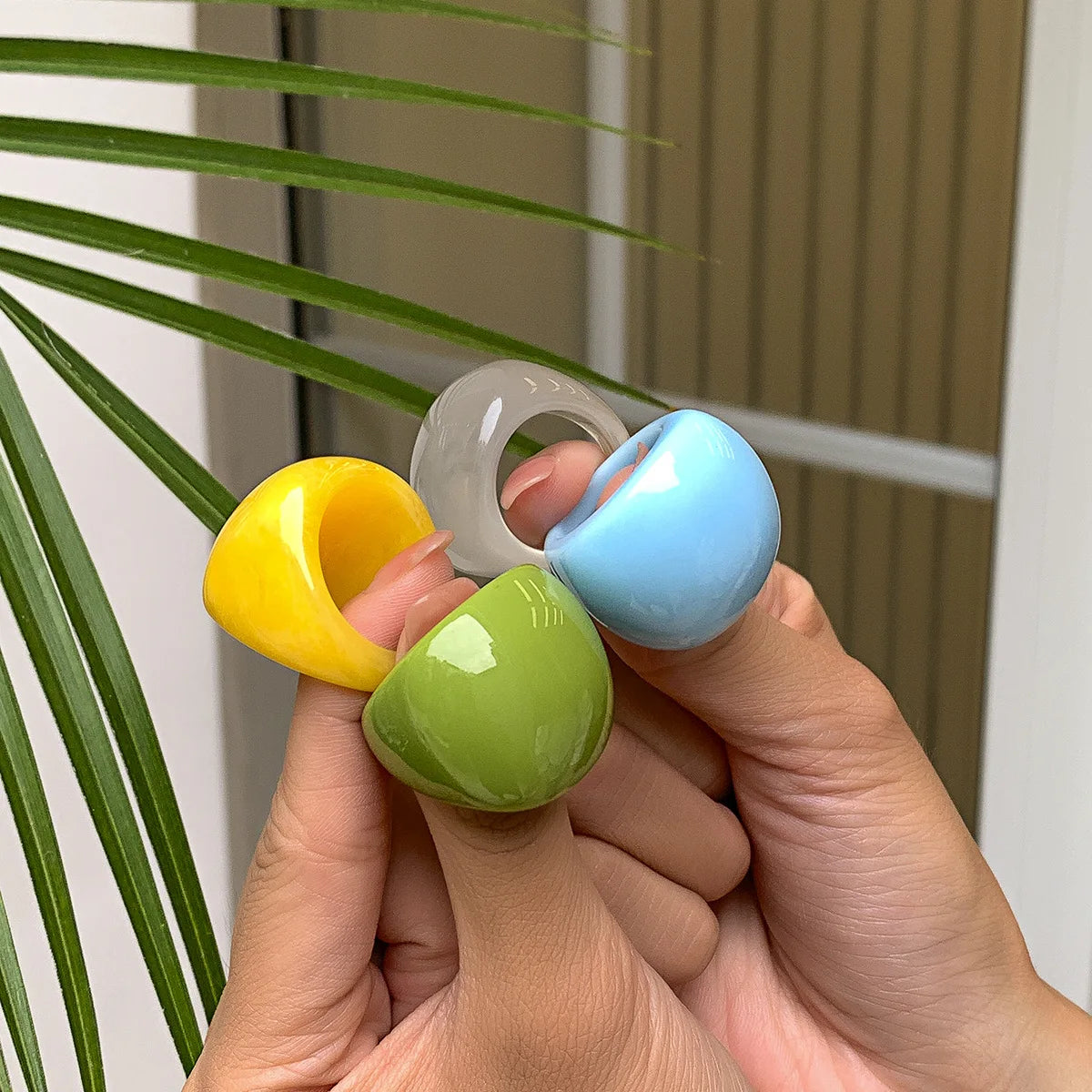SC 2022 New Wedding Statement Holiday Anniversary Ring Thick Dome Rings Chunky Acrylic Resin Plastic Jade Rings