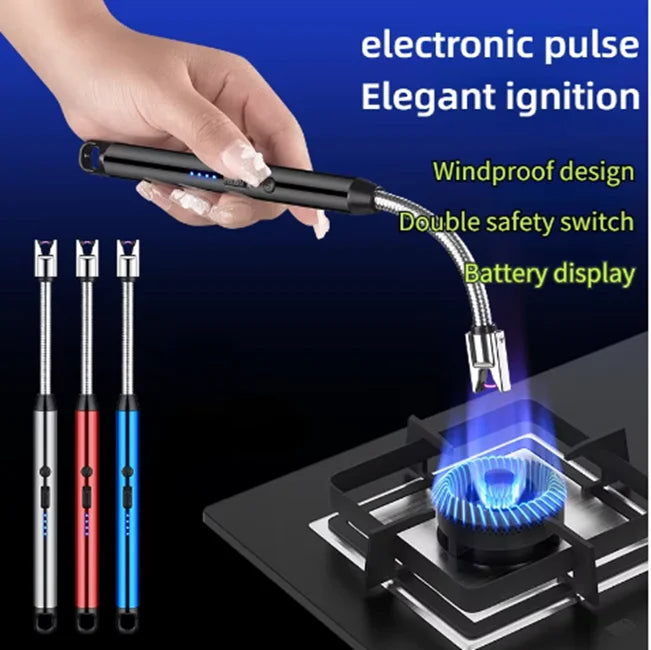 Ignition Pulse Windproof Flameless Plasma Lighter Usb Rechargeable Kitchen BBQ Lighter Lighter Electric Pulse Igniter