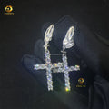 Bulk Stock Drop Shipping Rhodium Plated 925 Silver Solid  Men Iced Out Hip Hop Moissanite Diamond Cross Shape Drop Earrings Men