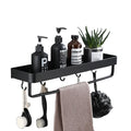 Bathroom Black 30Cm Wall Hanging With Hooks and Towel Holder Shower Shelf Without Drilling