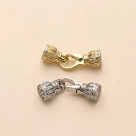 18k Gold Plated Zircon Clasp for Jewelry Wholesale Metal Cord Ends Necklace or Bracelet