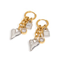 J&D Modern Fashion 18K Gold Stainless Steel Zircon Chubby Heart Zircon Lock Pendant Chain Earrings