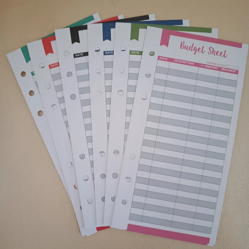 Wholesale Eco-friendly Paper Custom Personalized 12pcs Budgeting Tracker Income & Expense Cash Envelope Inserts Budget Sheets A6