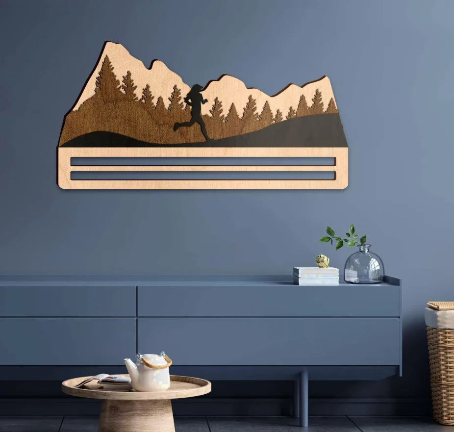 Custom Laser Engraved Wooden Medal Holder Running Medal Display Medal Hanger Display