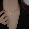 Delicate Luxury 14k Gold Plated Thin Link Chain Choker Necklace Never Fade Double Heart Stainless Steel Necklace for Mother Gift