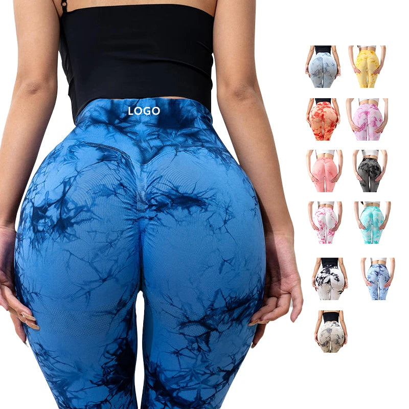 Wholesale Tie-dye Yoga Pants Women's High Waist Hip-Lifting Sports Tight Trousers Outdoor Running Leggings Fitness Pants
