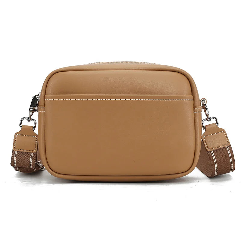 Women's Fashionable PU Leather Zipper Closure Soft Single Strap Small Square Design Daily Use Polyester Lining Handbag