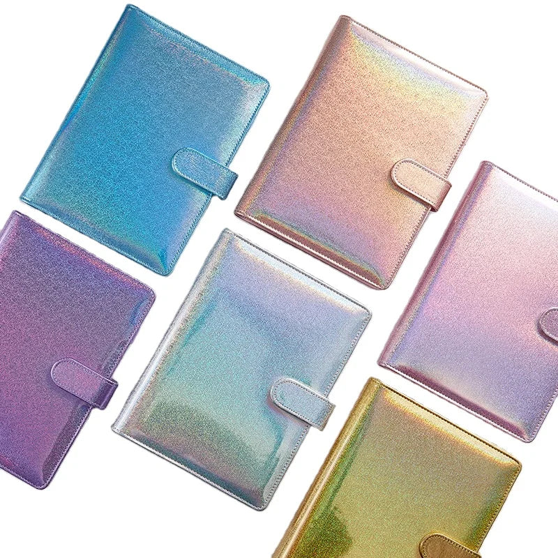 Hot Sell A5A6 PU Loose-leaf Notebook Binder Laser Macaron Journal Planner Flash Ledger Notepad Student Supplies Children's Gifts