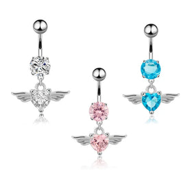 Angel Wing Surgical Belly Button Rings for Women Girls Stainless Steel Navel Rings Body Piercing Jewelry China Wholesale