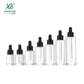 30ml 1oz Flat Shoulder Borosilicate Glass Dropper Bottle with Frosted Finish for Face Cream Essential Oil & Serum