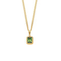 DAIHE Hip Hop 18k Gold Plated Stainless Steel Gemstone Clavicle Chain Necklace Kolye