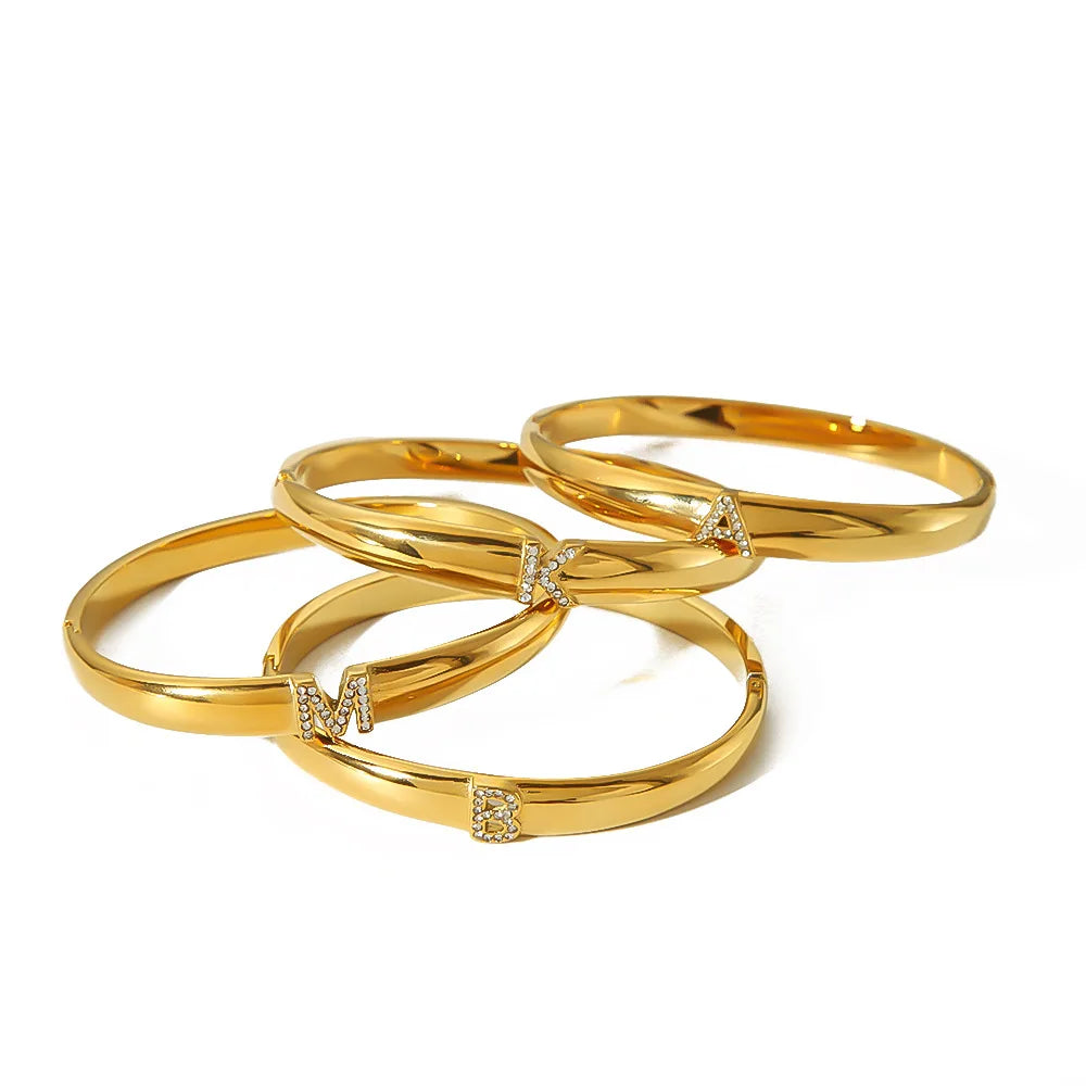 New Stainless Steel Letter Fashion Gold Bangles Wholesale 18k Gold Women Bangle Bracelet for Women