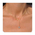 Personalize Raw Aquamarine Stone Lariat Necklace Gold Plated Stainless Steel Y Necklace for Women