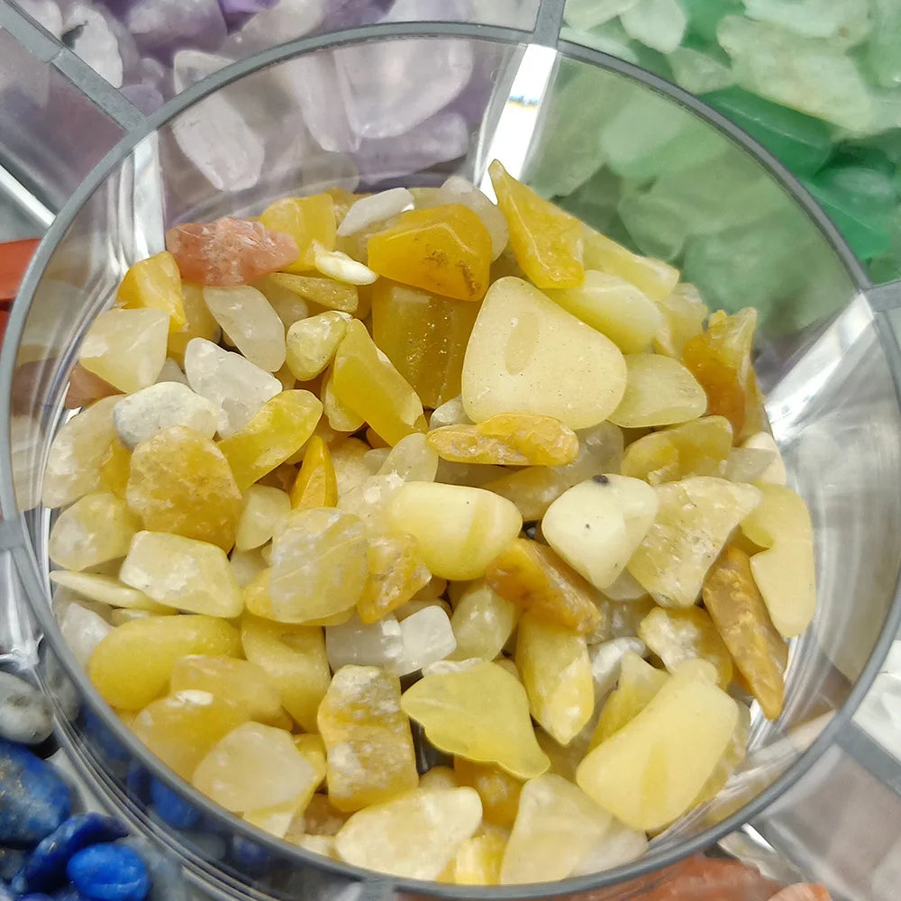 DIY Crystal Seven Chakra Topaz/Yellow Jade Energy Stone Set Round Crushed Stone Energy Healing Stone