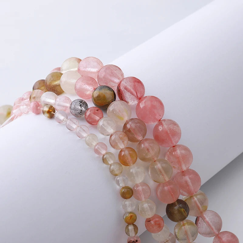 DIY Wholesale Fantasy Red Crystal Watermelon Rind Semi-Finished Products Round Beads Beaded Bracelet Necklace Jewelry