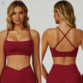 Women's Square Neck Crisscross Back Sports Bra Padded Workout Crop Top  Adjustable Straps Buttery Soft Seamless Athletic Bra