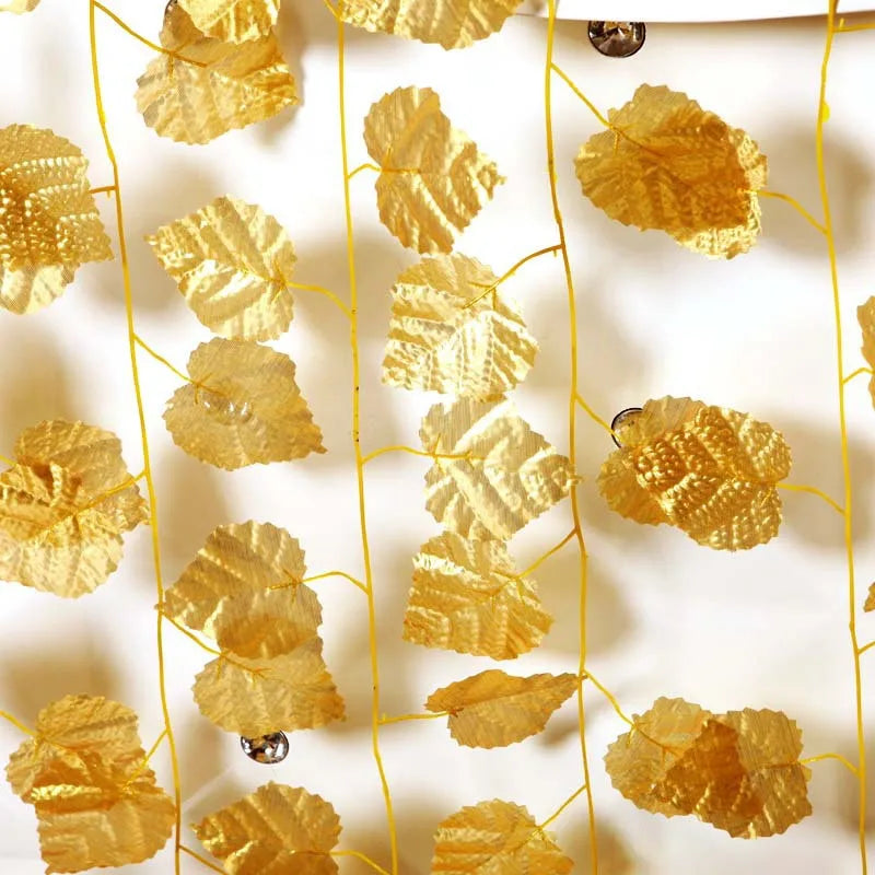 Wholesale Artificial Grape Leaf  Chinese New Year Decoration Rattan Fake Gold Leaves Garland