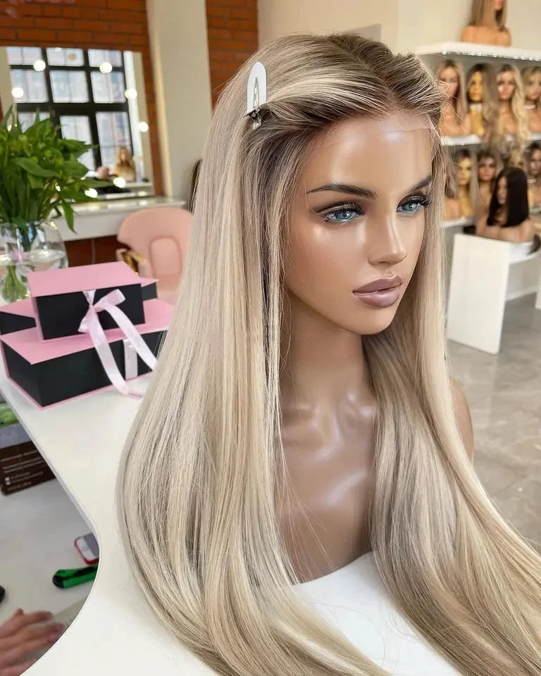 Russian Lace Front Wigs Natural Blonde Front Lace Human Hair Wig for High Level White Women Cuticle Aligned Lace Frontal Wigs