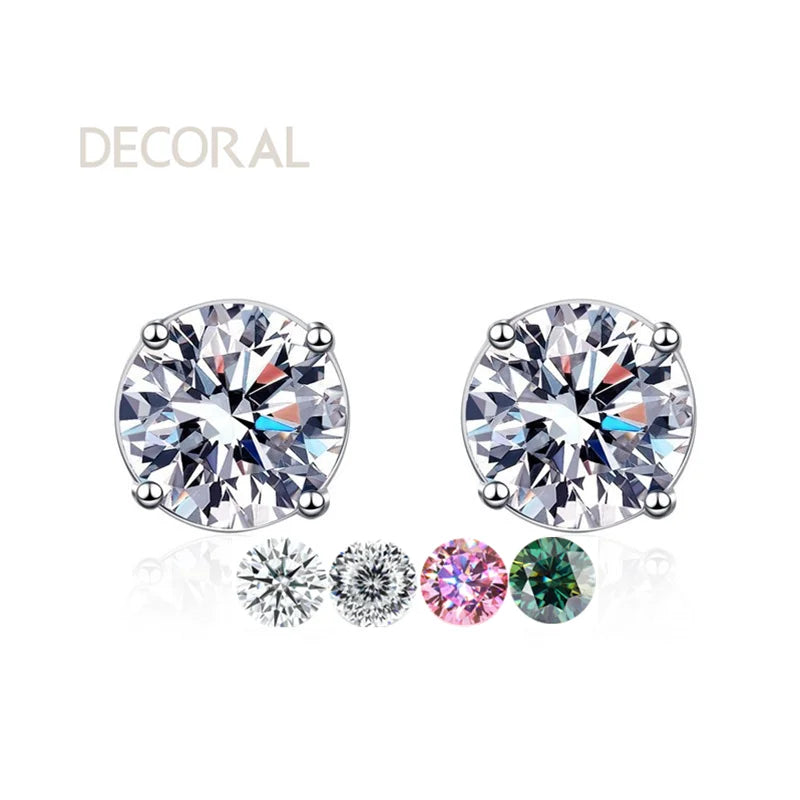 Simple Design Four Prong Roundness Diamond 2Carat Moissanite GRA Certificate Fine Jewelry Stud Earrings for Women