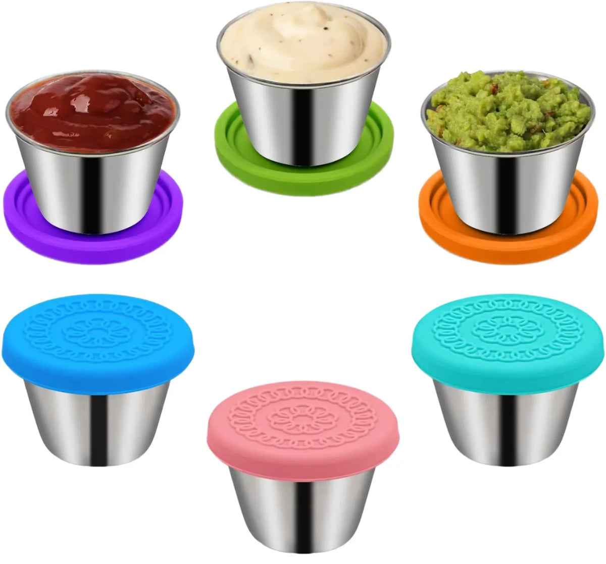 Novelty Leak-Proof Silicone Sauce Cup with Sealed Cover Custom Cartoon Design Food Storage Container for Camping Use
