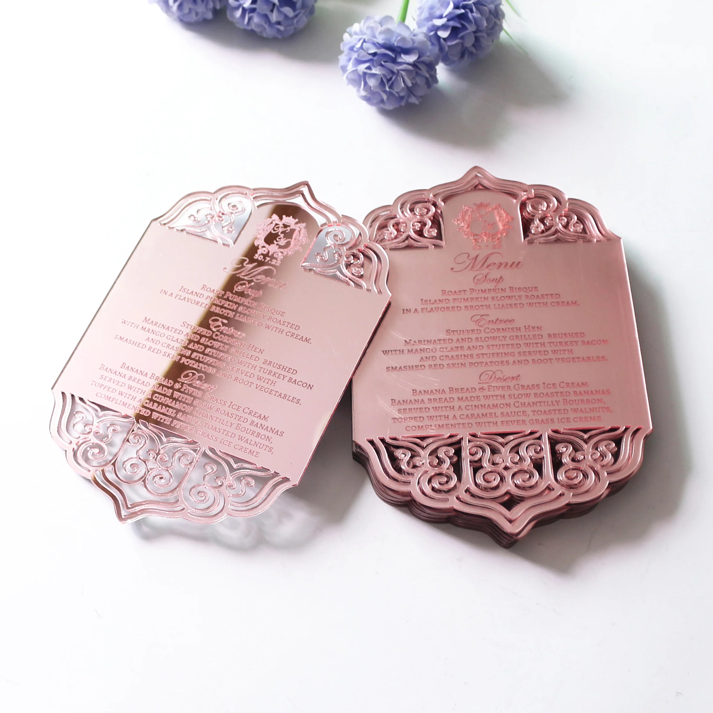 Hottest Laser Cut Mirror Acrylic Save the Date Cards Engraved Text  Elegant Menu Cards Wedding Invitation Cards
