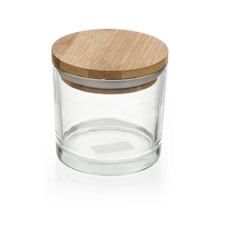 Factory Sell 250ml clear Glass Candle Cups Aromatherapy Glasses with Bamboo Lid