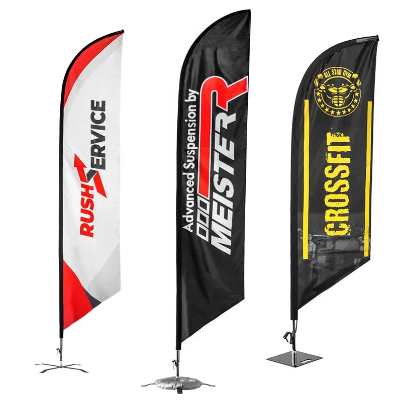 Outdoor Custom Knitted Advertising Flying Banners Polyester Printing Beach Flags Swooper Teardrop Flag