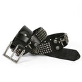 Factory Custom Punk DJ Style Skull Rivets Italian Cowhide Leather Punk Studded Belts for Men Women
