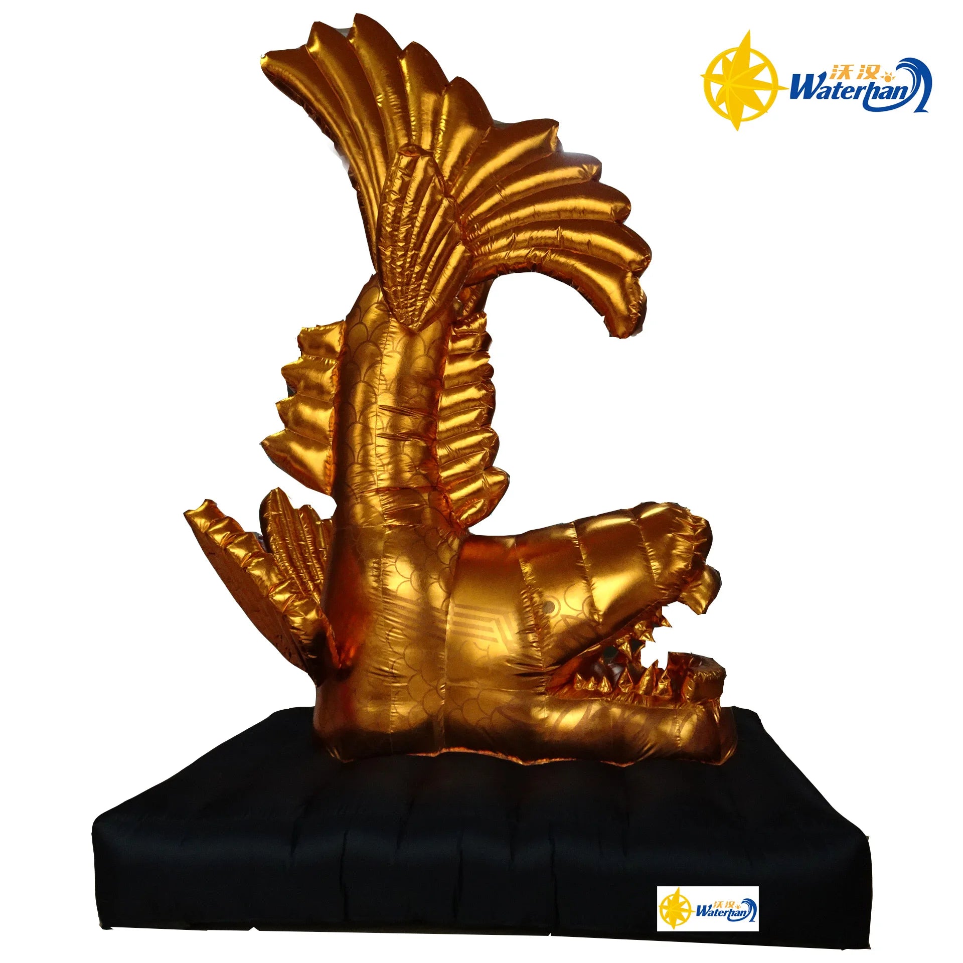 Waterhan Fortune Lucky Sign Ground Rooftop Advertising Golden Inflatable Balloon Kylin Dragon Waterproof UV/Silk-Screen Printed