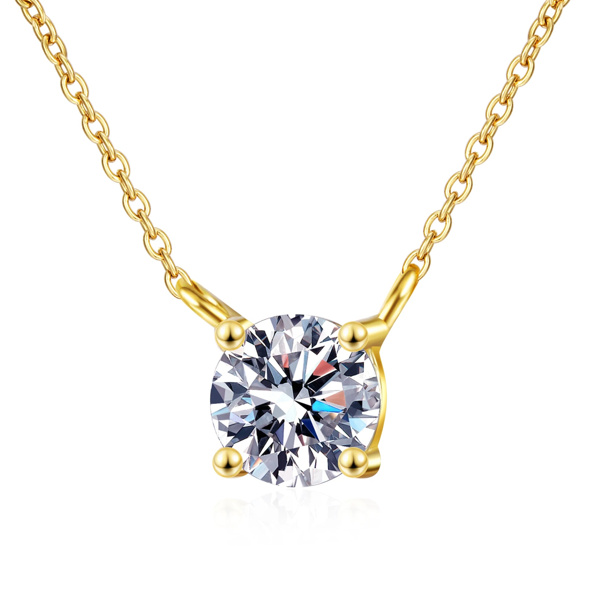 Moissanite Pendant Necklace S925 Sterling Silver Chain Diamond Round Moissanite Necklace Jewelry Women