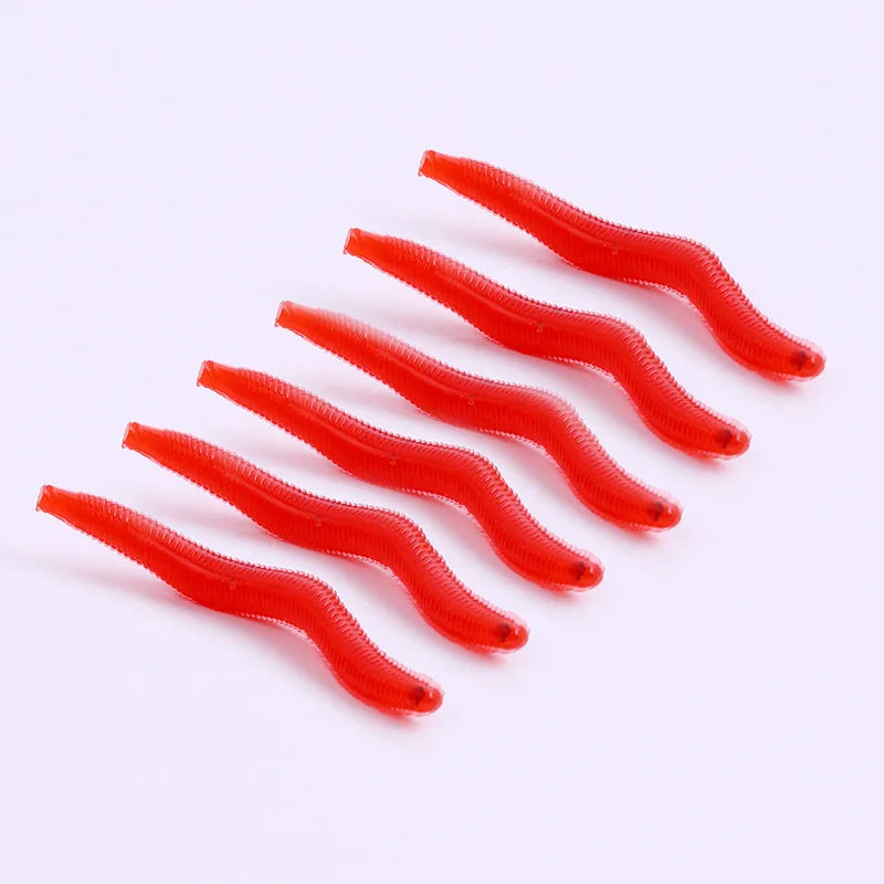 Bag 1pc Fake Earthworm Bionic Bait Red Soft Lure Fish Black Pit Food Carp Plastic Bottom Lake River Stream Fishing Technique