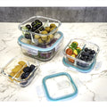 Meal Prep Food Containers Airtight Full Compartment Glass Food Container With PP Lid Square Glass Lunch Box