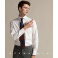 Italian Men's Slim-Fit Dress Suit Long-Sleeved White Poplin Shirt High-Strength Double-Strand Easy-Care Casual for Autumn