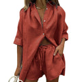 Women's Pajamas Set V Neck Cotton Blend Sleepwear Breathable Light Nightie Shirt Style Leisure Home Clothes Nightwear
