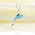 MYF Custom 925 Sterling Silver Rhodium Plated Dolphin Opal Animal Charms Pendant Necklace Beach Trendy