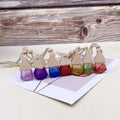 Mini 8ml Triangular Shape Glass Perfume Bottle Empty Frosted Colored Hanging Car Perfume Bottle With Wooden Cap
