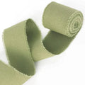 Light Green 1.5'' X 5 Yards Handmade Frayed Edges Luxury Double Face 100% Cotton Ribbon Custom Personalized Rustic Wedding Gift