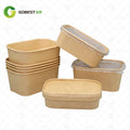 Biodegradable Reusable Eco-Friendly Kraft Paper Bowls for Sushi Salad & Fruit-Food Grade Oblong Packaging Containers