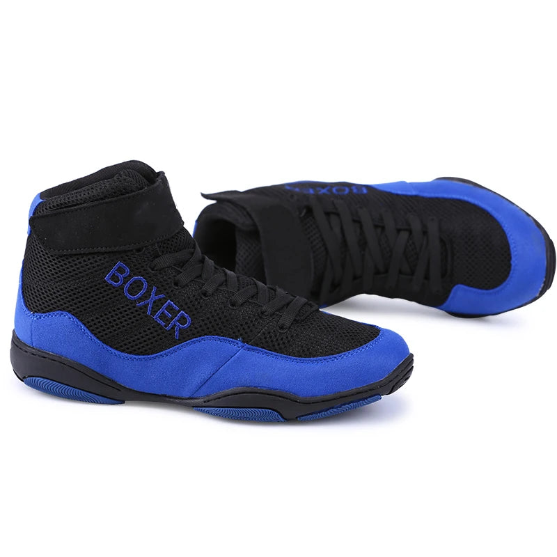 Factory Made Professional Fitness Bodybuilding Gym Leather Boxing Shoes for Men