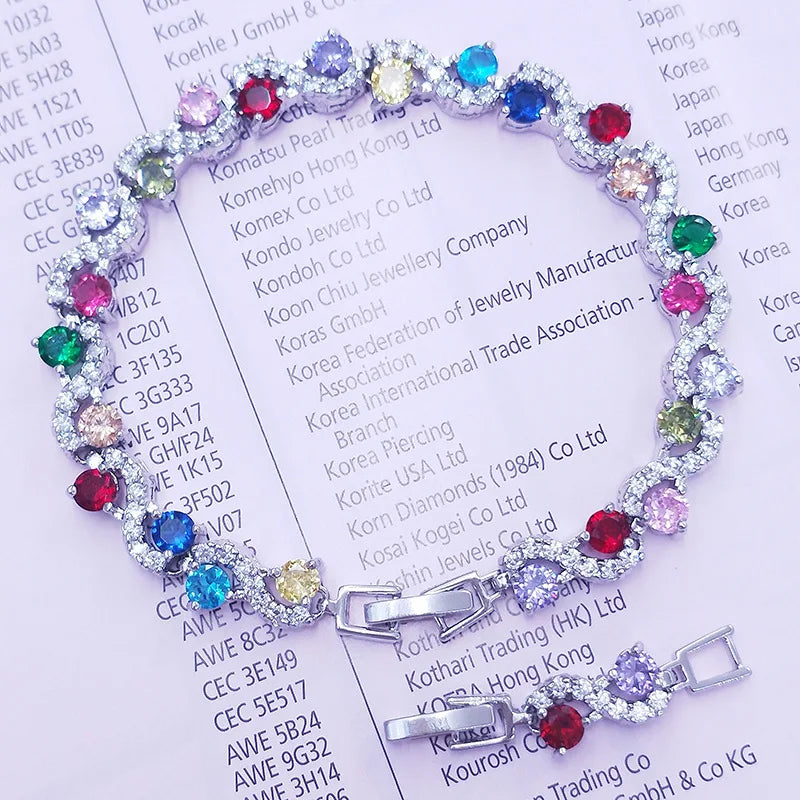 Natuna Luxury Bracelet Jewelry Brass Clover Bracelets Leaf Zircons Female Wholesale Jewelry Brass Bracelets for Women