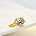 Classic Yellow Gold Plated 1 ct Excellent Cut D Color Pass Diamond Test Moissanite Heart Wedding Ring for Women Fine Jewelry